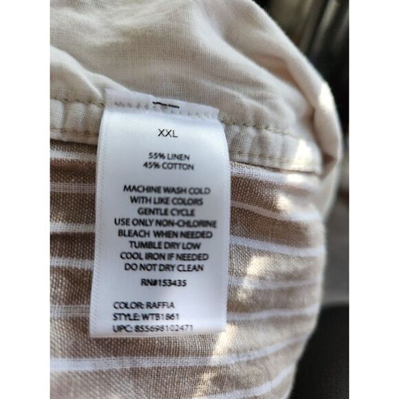 Beach Lunch Lounge Cream & White Stripped Linen Pull On Ankle Pants size XXL - Picture 9 of 9